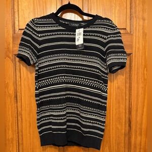 Ralph Lauren Black and Cream Striped Knit Top